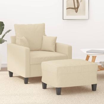 ARDEBO.de - Sessel mit Hocker Creme 60 cm Stoff