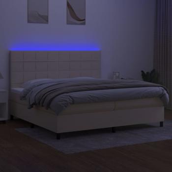 Boxspringbett mit Matratze & LED Creme 200x200 cm Stoff