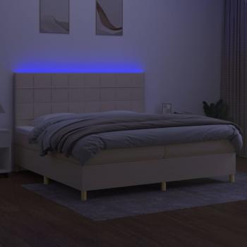 Boxspringbett mit Matratze & LED Creme 200x200 cm Stoff
