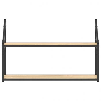 Wandregal 2 Fächer Sonoma-Eiche 80x21x51 cm Holzwerkstoff