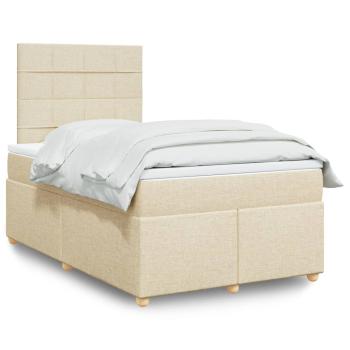 ARDEBO.de - Boxspringbett mit Matratze Creme 120x190 cm Stoff