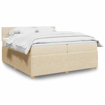 ARDEBO.de - Boxspringbett mit Matratze Creme 200x200 cm Stoff