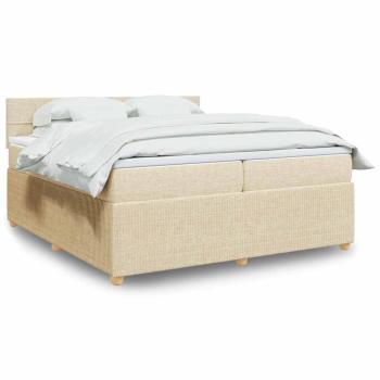ARDEBO.de - Boxspringbett mit Matratze Creme 200x200 cm Stoff