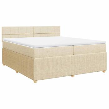 Boxspringbett mit Matratze Creme 200x200 cm Stoff