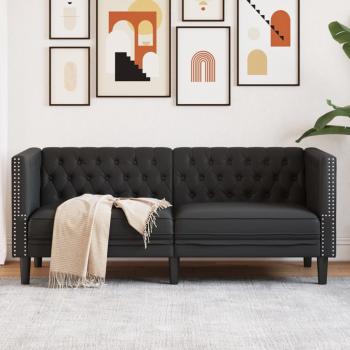 ARDEBO.de - Chesterfield-Sofa 2-Sitzer Schwarz Kunstleder