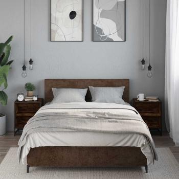 Nachttische 2 Stk. Räuchereiche 40x31x50cm Holzwerkstoff Metall