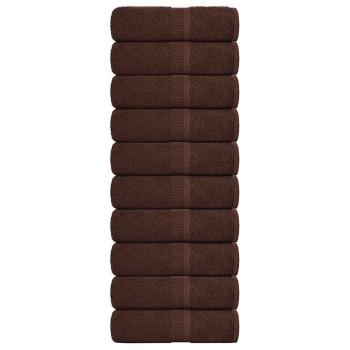 ARDEBO.de - Gästetücher 10 Stk. Braun 30x50 cm 360 g/m² 100% Baumwolle