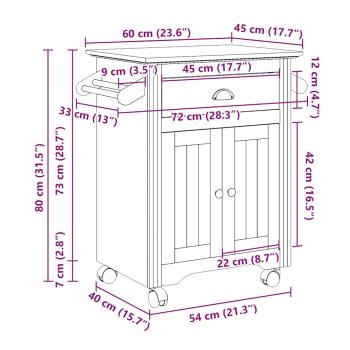Küchenwagen BODO Weiß und Braun 72x45x80 cm