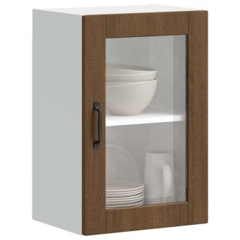 ARDEBO.de - Küchen-Hängeschrank mit Glastür Porto Braun Eichen-Optik