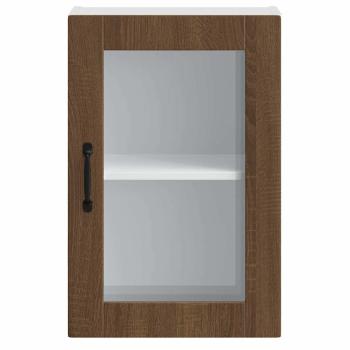 Küchen-Hängeschrank mit Glastür Porto Braun Eichen-Optik