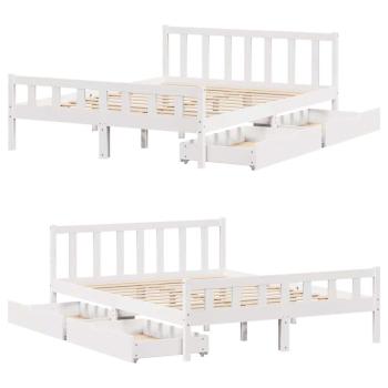 Massivholzbett ohne Matratze Weiß 160x200 Kiefernholz