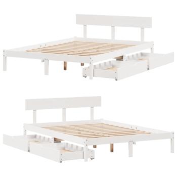 Massivholzbett ohne Matratze Weiß 160x200 Kiefernholz