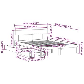 Massivholzbett ohne Matratze Weiß 160x200 Kiefernholz
