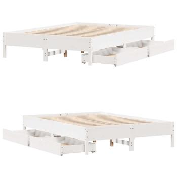 Massivholzbett ohne Matratze Weiß 160x200 Kiefernholz