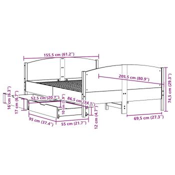 Massivholzbett ohne Matratze 150x200 cm Kiefernholz