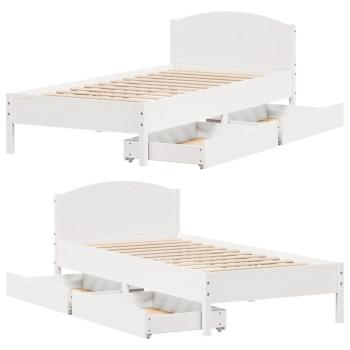 Massivholzbett ohne Matratze Weiß 100x200 cm Kiefernholz