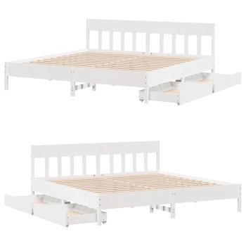 Massivholzbett ohne Matratze Weiß 200x200 cm Kiefernholz