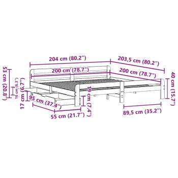 Massivholzbett ohne Matratze Weiß 200x200 cm Kiefernholz