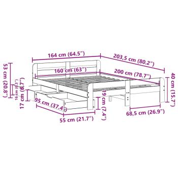Massivholzbett ohne Matratze Weiß 160x200 Kiefernholz