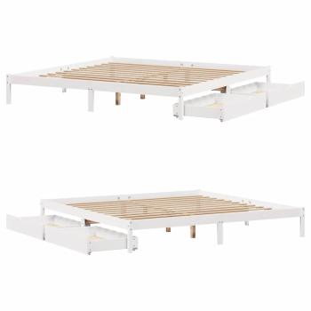 Massivholzbett ohne Matratze Weiß 200x200 cm Kiefernholz