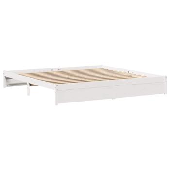 Massivholzbett ohne Matratze Weiß 200x200 cm Kiefernholz