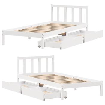 Massivholzbett ohne Matratze Weiß 90x200 cm Kiefernholz