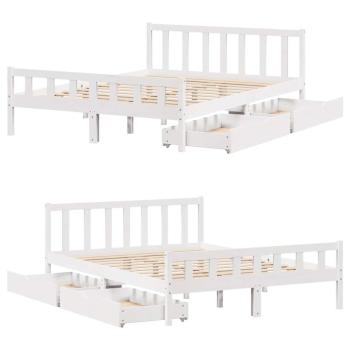 Massivholzbett ohne Matratze Weiß 150x200 cm Kiefernholz