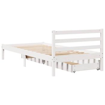 Massivholzbett ohne Matratze Weiß 100x200 cm Kiefernholz
