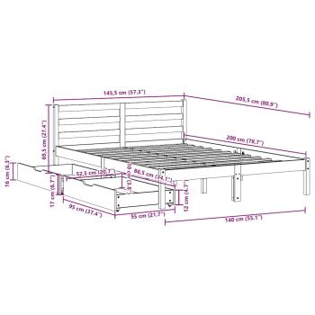 Massivholzbett ohne Matratze 140x200 cm Kiefernholz