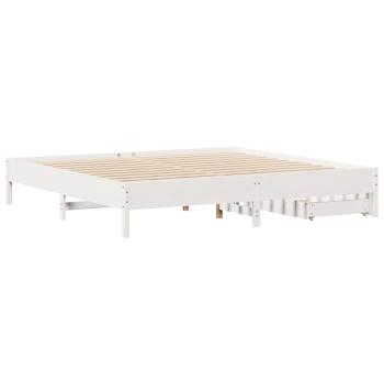 Massivholzbett ohne Matratze Weiß 200x200 cm Kiefernholz