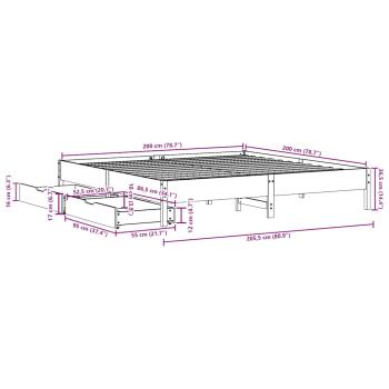 Massivholzbett ohne Matratze Weiß 200x200 cm Kiefernholz