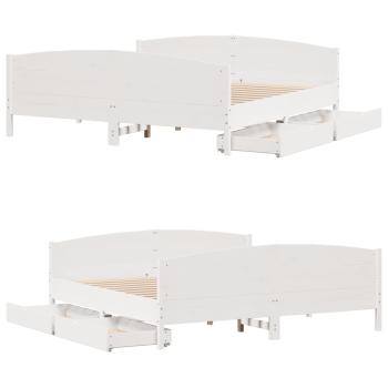 Massivholzbett ohne Matratze Weiß 160x200 Kiefernholz