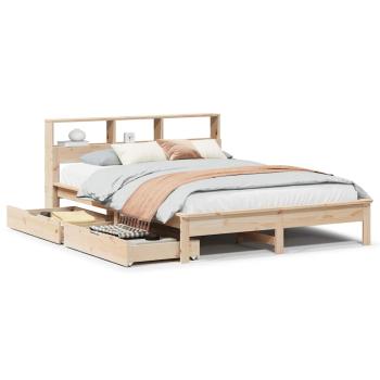 ARDEBO.de - Massivholzbett mit Regal ohne Matratze 140x200 cm Kiefernholz