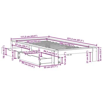 Massivholzbett ohne Matratze Weiß 90x200 cm Kiefernholz