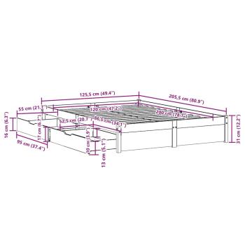 Massivholzbett ohne Matratze 120x200 cm Kiefernholz