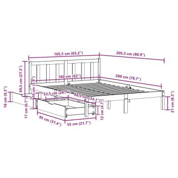 Massivholzbett ohne Matratze Weiß 160x200 Kiefernholz