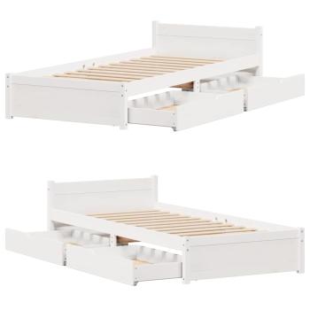 Massivholzbett ohne Matratze Weiß 90x200 cm Kiefernholz