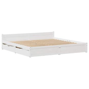 Massivholzbett ohne Matratze Weiß 200x200 cm Kiefernholz