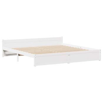 Massivholzbett ohne Matratze Weiß 200x200 cm Kiefernholz