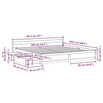 Massivholzbett ohne Matratze Weiß 180x200 cm Kiefernholz