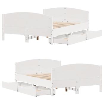 Massivholzbett ohne Matratze Weiß 150x200 cm Kiefernholz