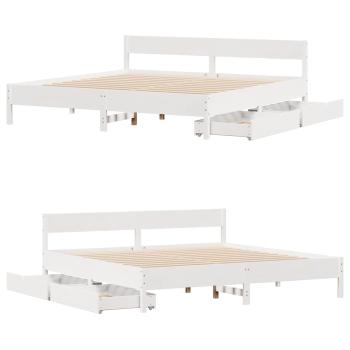 Massivholzbett ohne Matratze Weiß 160x200 Kiefernholz