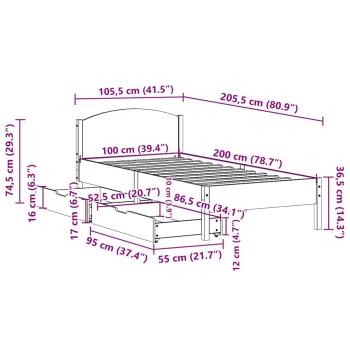 Massivholzbett ohne Matratze 100x200 cm Kiefernholz