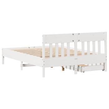 Massivholzbett ohne Matratze Weiß 160x200 Kiefernholz