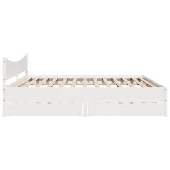 Massivholzbett mit Schubladen Weiß 200x200 cm Kiefer