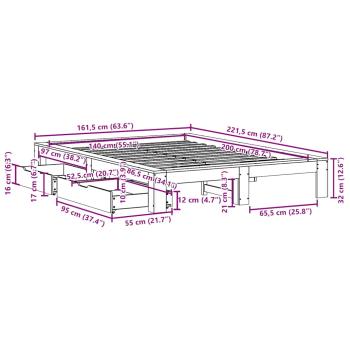Massivholzbett ohne Matratze 140x200 cm Kiefernholz