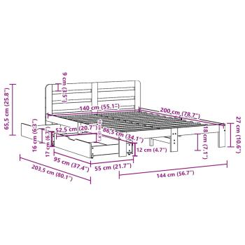 Massivholzbett ohne Matratze 140x200 cm Kiefernholz