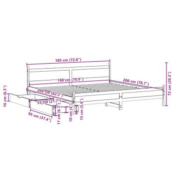Massivholzbett ohne Matratze Weiß 180x200 cm Kiefernholz