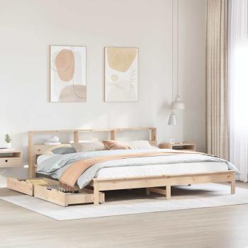 ARDEBO.de - Massivholzbett mit Regal ohne Matratze 200x200 cm Kiefernholz