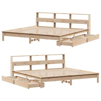 Massivholzbett mit Regal ohne Matratze 200x200 cm Kiefernholz